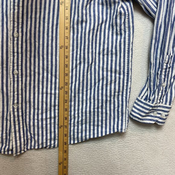 Banana Republic Untucked Shirt Mens XL White Linen Blend Striped Button Down - Picture 3 of 9